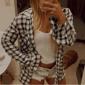 Navy + White Flannel Shirt